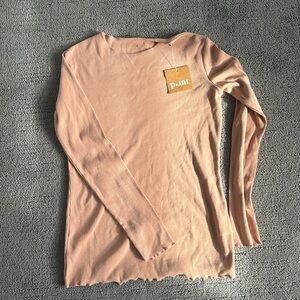 NWT WOMENS PEACH/ PINK POINT TEE SHIRT SIZE LARGE